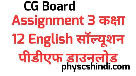 CG Board Assignment 3 Class 12 English Solution PDF Download 2021