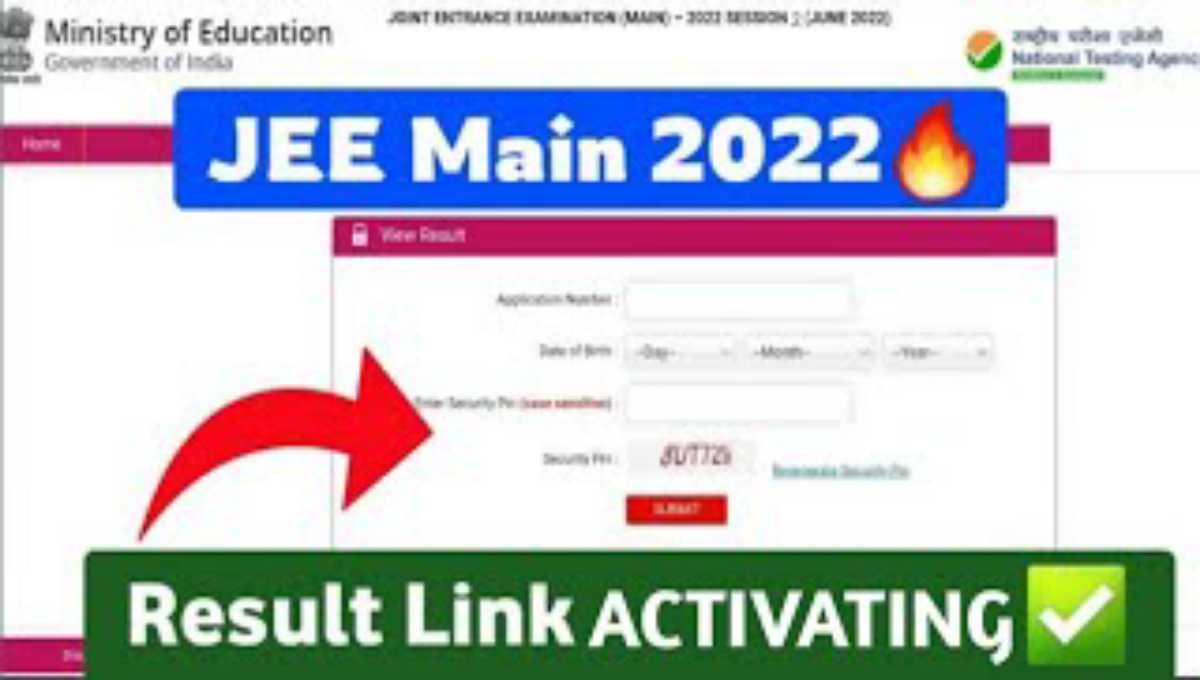 JEE Main 2022 session 2 result will be Decleard