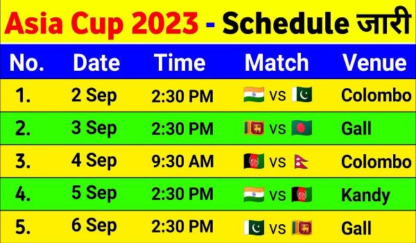 Asia Cup 2023 Full Schedule