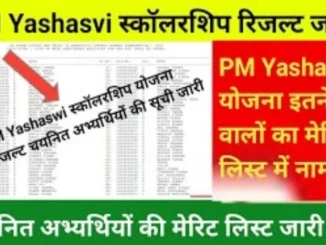 PM Yasasvi Merit List Pdf Download